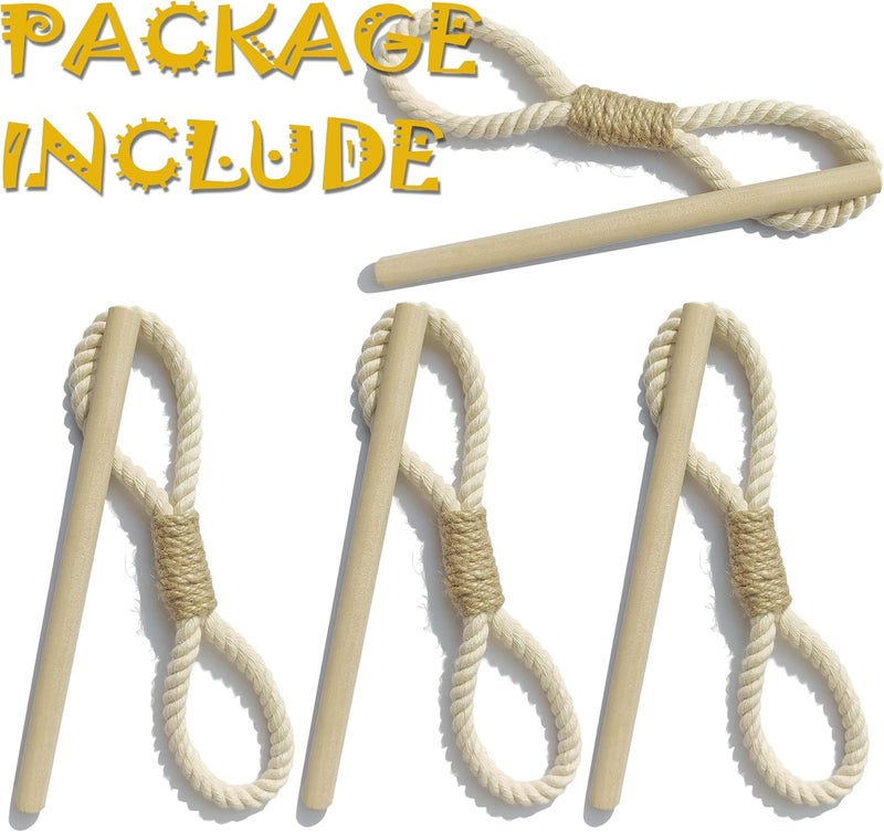 warmtone Curtain Holdbacks Boho Tiebacks for Drapes, Farmhouse Jute Rope Cotton Tie Backs with Rustic Wood Club, Curtain Accessories Holders for Indoor Outdoor Use, Set of 4 - Image 2